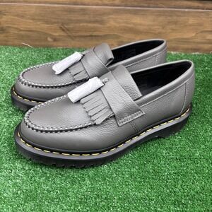 Dr. Martens Adrian Tassel Loafers Women's Size 8 Grey Leather Platform Slip-On